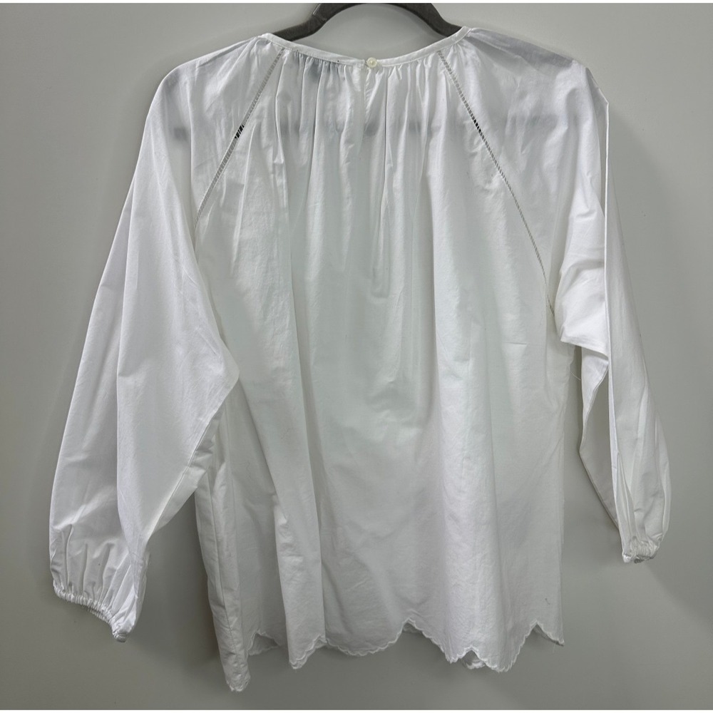 NWT J.Crew White Embroidered Floral Eyelet Blouse Puff Sleeve Top AM639 Medium - Picture 10 of 11